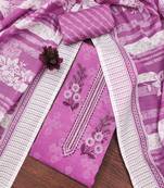 Purple embroidered cotton semi stitched churidar dress-materials