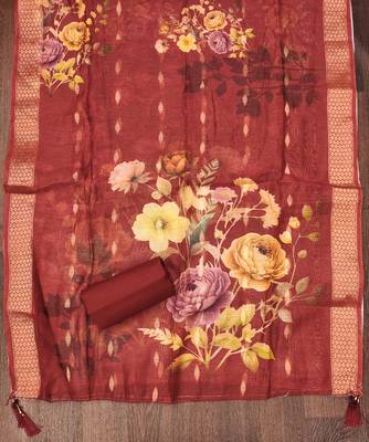 Maroon embroidered cotton churidar dress-materials 4