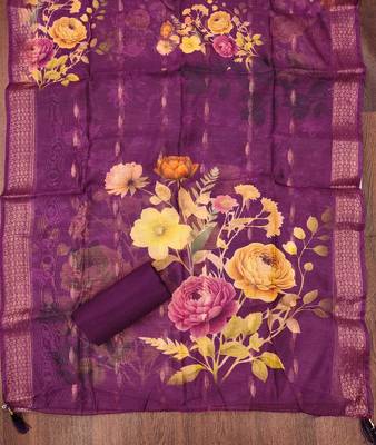 Purple embroidered cotton churidar dress-materials 4