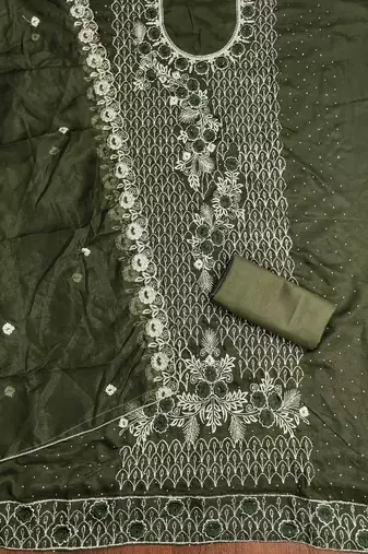 Mehendi embroidered georgette churidar dress-materials