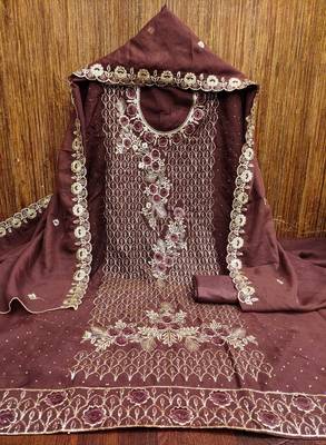Purple embroidered georgette churidar dress-materials 3