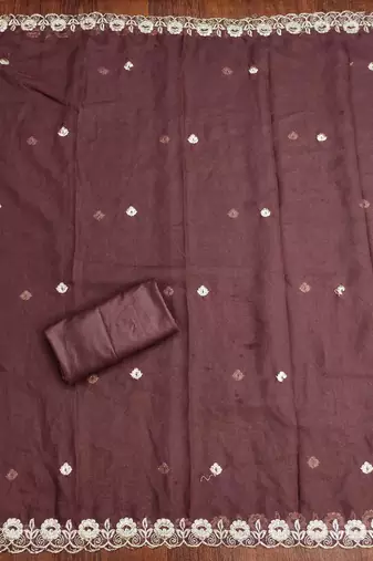 Purple embroidered georgette churidar dress-materials