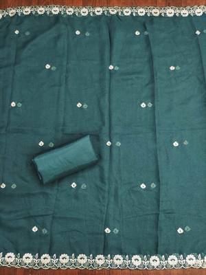 Sea-green embroidered georgette churidar dress-materials 4