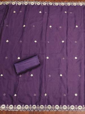 Violet embroidered georgette churidar dress-materials 4