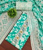 Multicolor printed cotton semi stitched churidar dress-materials