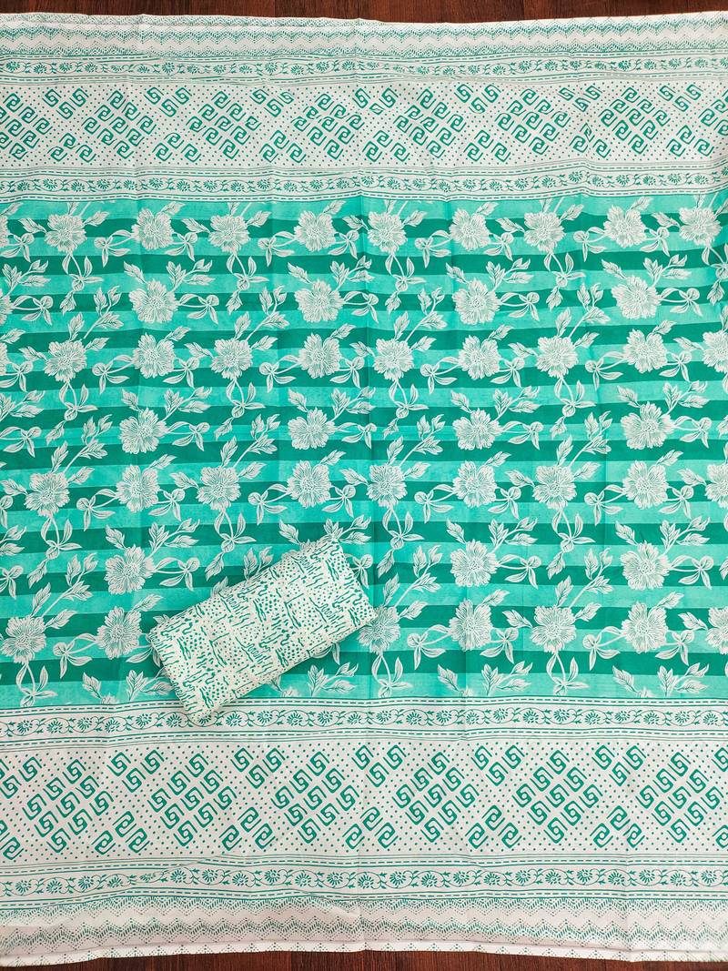 Multicolor printed cotton semi stitched churidar dress-materials