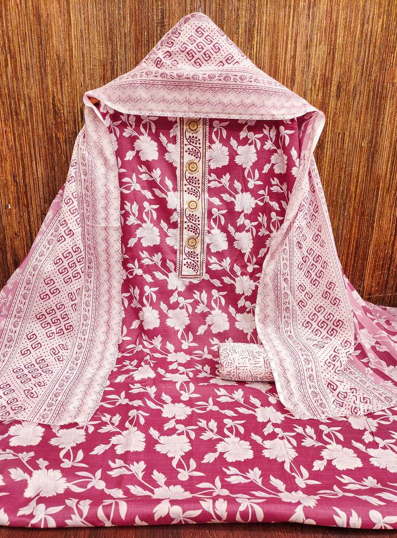 Multicolor printed cotton semi stitched churidar dress-materials