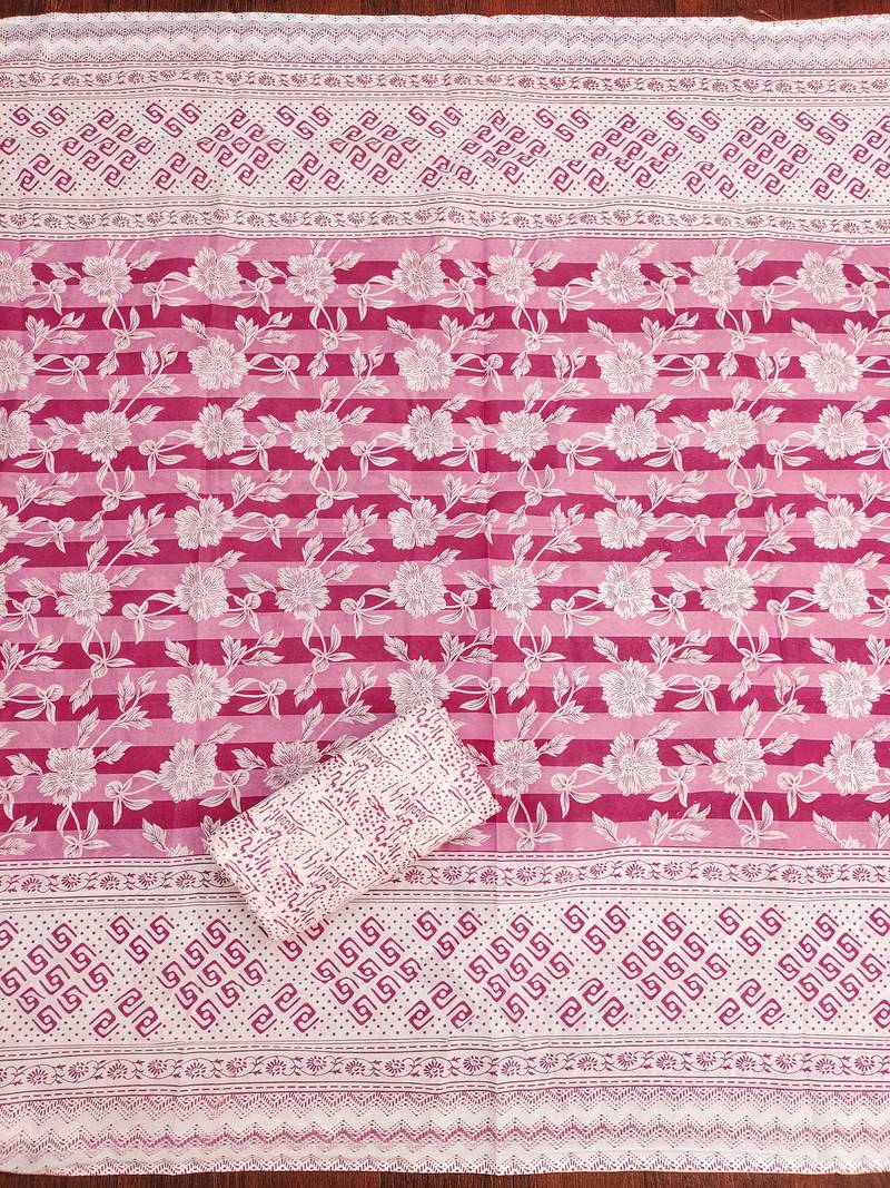 Multicolor printed cotton semi stitched churidar dress-materials