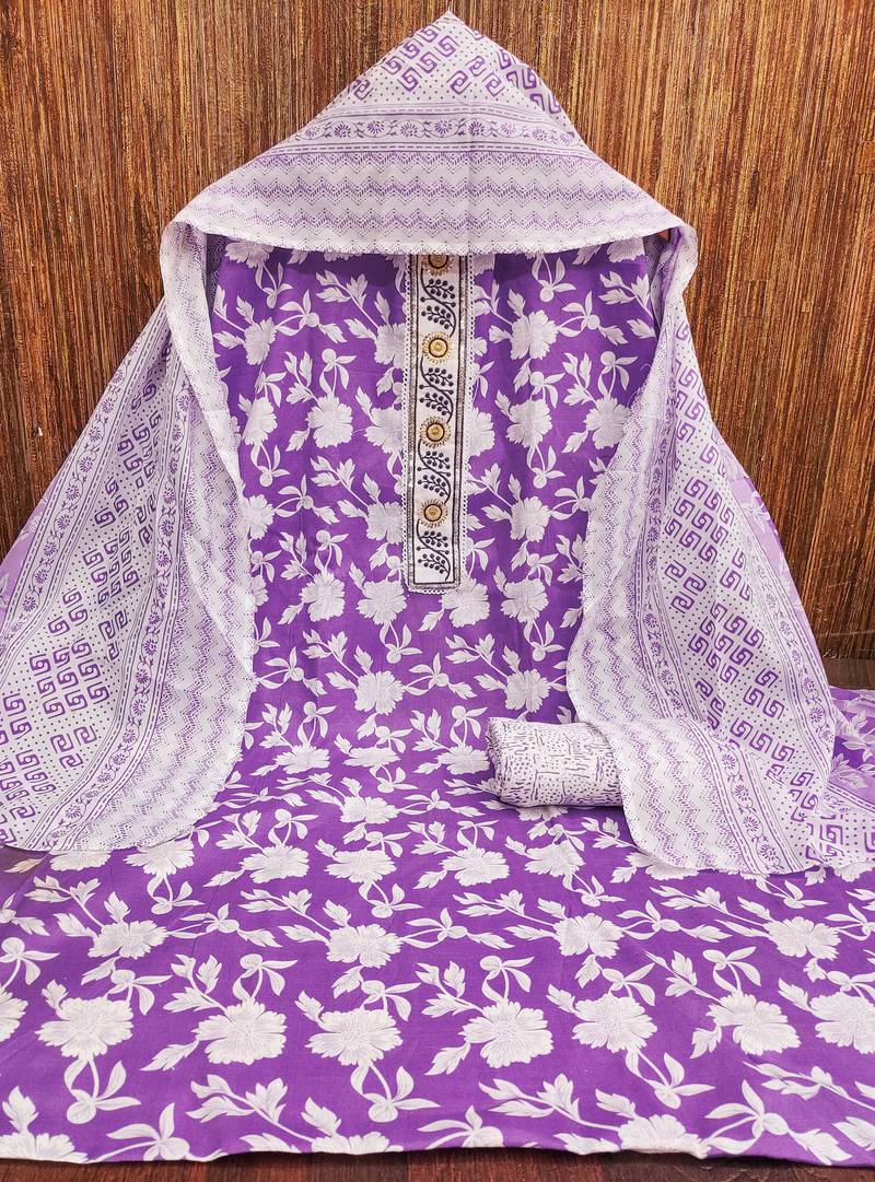 Multicolor printed cotton semi stitched churidar dress-materials