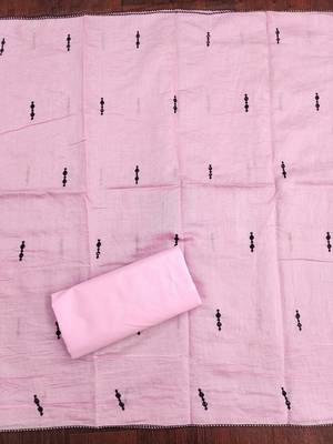 Baby-pink embroidered cotton churidar dress-materials 4