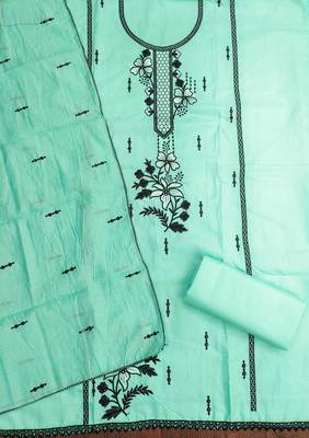 Sea-green embroidered cotton churidar dress-materials 2
