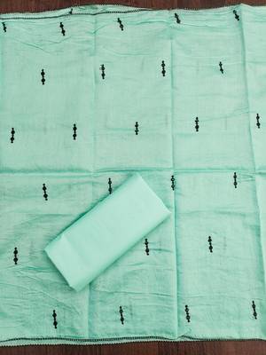 Sea-green embroidered cotton churidar dress-materials 4