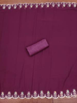 Purple embroidered georgette churidar dress-materials 4