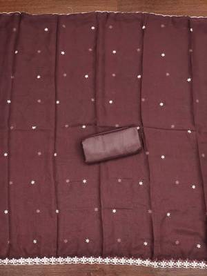 Brown embroidered georgette churidar dress-materials 4
