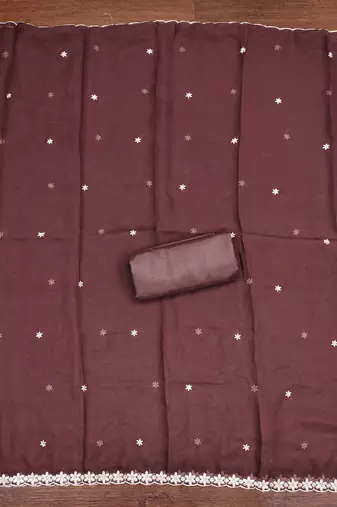 Brown embroidered georgette churidar dress-materials