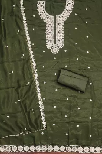 Mehendi embroidered georgette churidar dress-materials