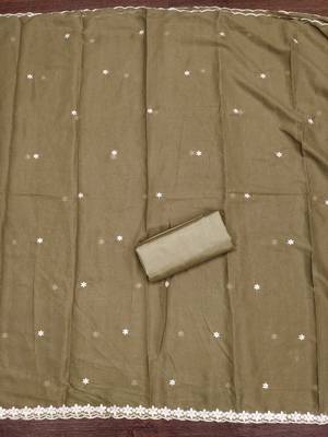 Olive embroidered georgette churidar dress-materials 4