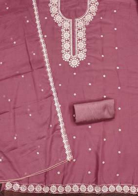 Purple embroidered georgette churidar dress-materials 2
