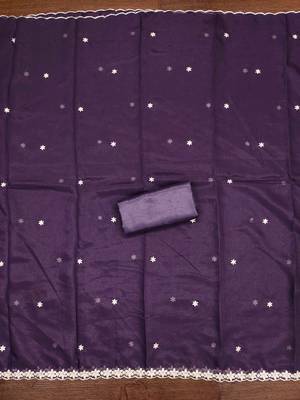 Royal-blue embroidered georgette churidar dress-materials 4