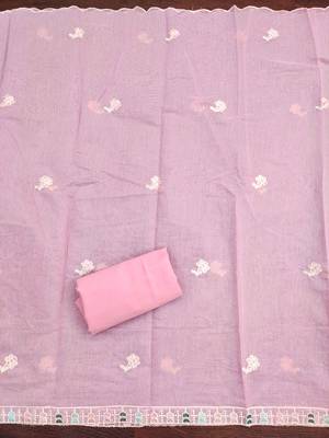 Pink embroidered cotton churidar dress-materials 4