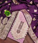 Purple woven shimmer semi stitched churidar dress-materials
