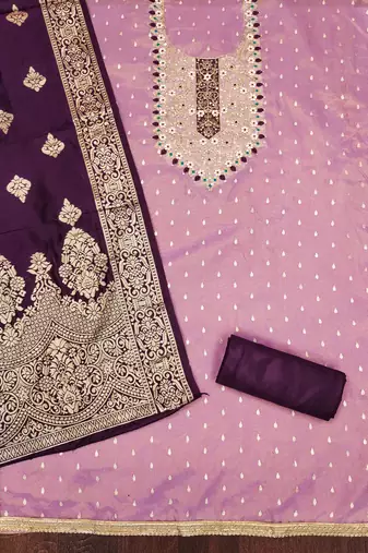 Purple woven shimmer churidar dress-materials