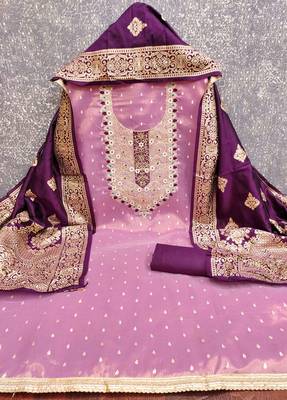 Purple woven shimmer churidar dress-materials 3