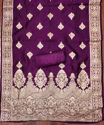 Purple woven shimmer churidar dress-materials 4