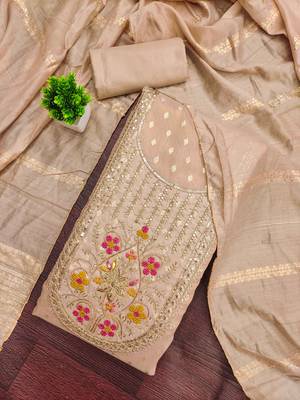 Beige woven shimmer churidar dress-materials 1