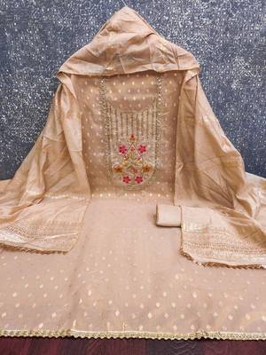 Beige woven shimmer churidar dress-materials 3