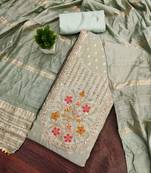 Grey woven shimmer semi stitched churidar dress-materials