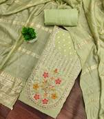 Light-green woven shimmer semi stitched churidar dress-materials