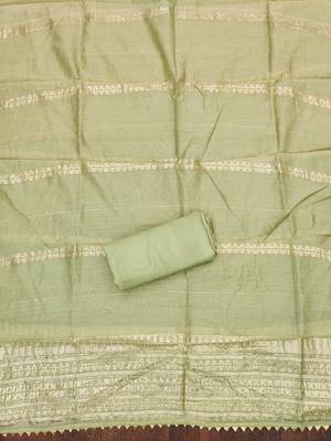Light-green woven shimmer churidar dress-materials 4