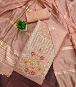 Peach woven shimmer semi stitched churidar dress-materials