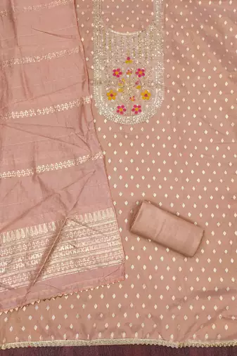 Peach woven shimmer churidar dress-materials