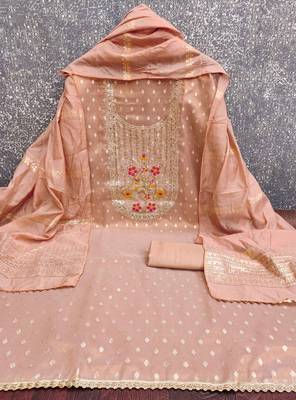 Peach woven shimmer churidar dress-materials 3
