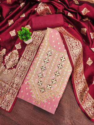 Pink woven shimmer churidar dress-materials 1