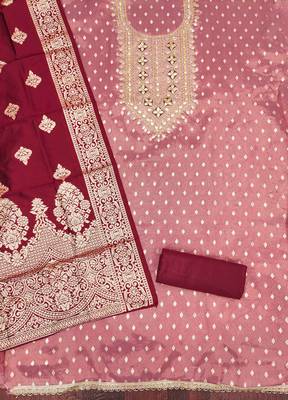 Pink woven shimmer churidar dress-materials 2