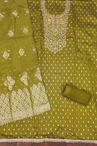Mehendi woven shimmer churidar dress-materials