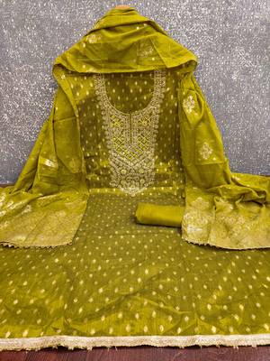 Mehendi woven shimmer churidar dress-materials 3