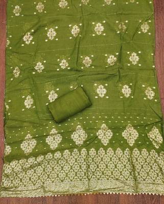 Olive woven shimmer churidar dress-materials 4