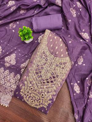 Purple woven shimmer churidar dress-materials 1