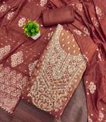 Orange woven shimmer semi stitched churidar dress-materials