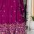 purple thread embroidered silk lehenga set choli with dupatta