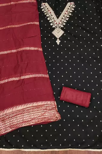 Black woven cotton churidar dress-materials