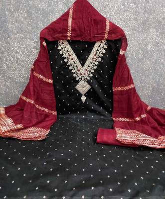 Black woven cotton churidar dress-materials 3