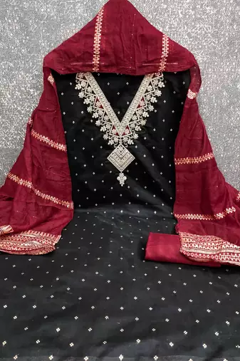 Black woven cotton churidar dress-materials