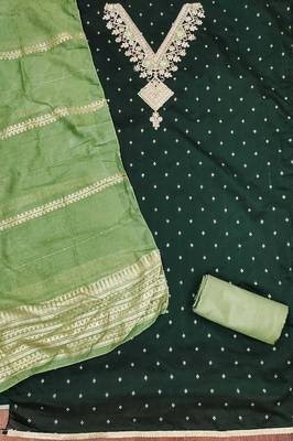 Green woven cotton churidar dress-materials 2