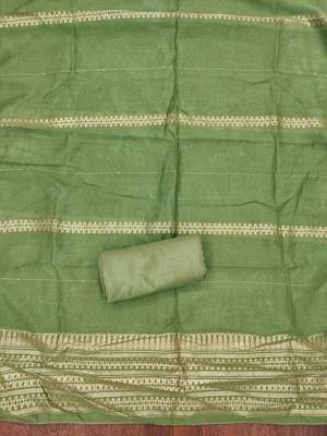 Green woven cotton churidar dress-materials 4