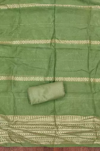 Green woven cotton churidar dress-materials